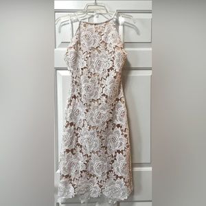 Lulu’s white floral lace bodycon dress, size M